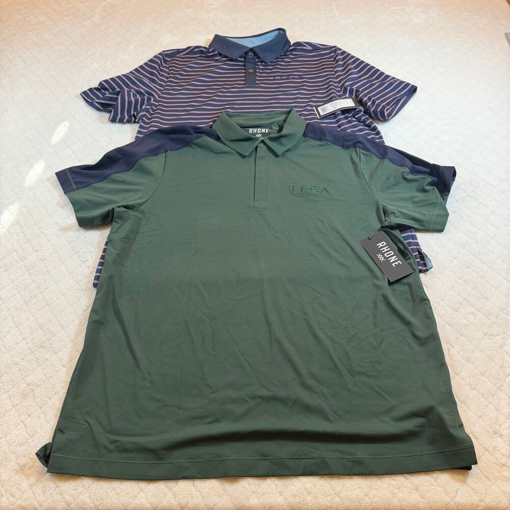 NWT Rhone Golf Polo - bundle of Two - both are embroidered with LGPA - size L